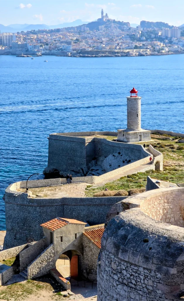 Château d’If, with Notre-Dame de la Garde in the distance.
