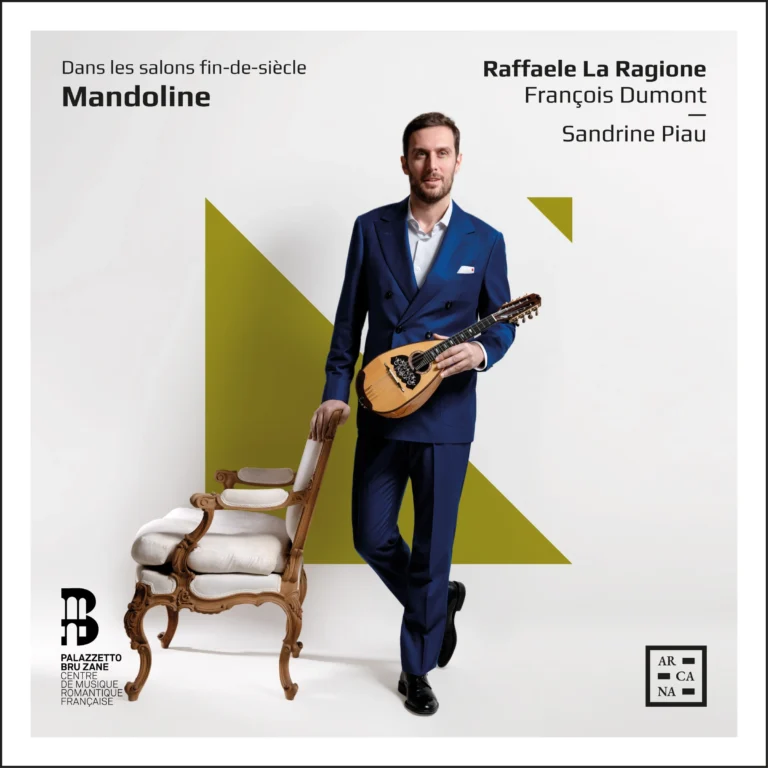 CD cover showing a man holding a violin and leaning on a chair.